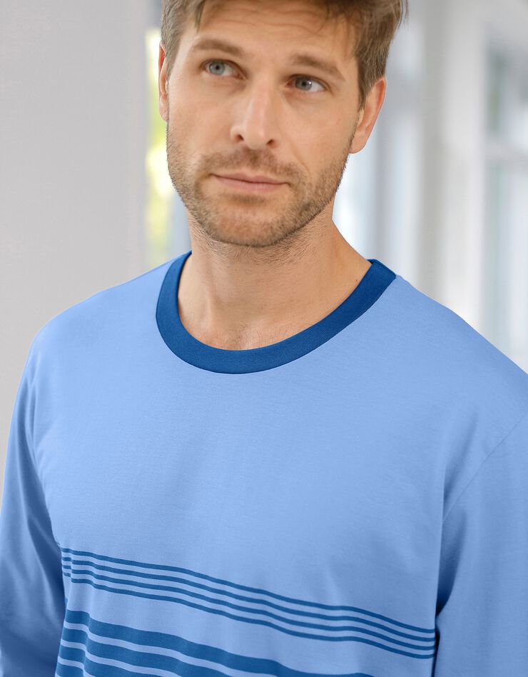 Pyjama coton rayé manches longues (bleu) Pyjama coton rayé manches longues (bleu)