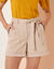 Short brodé, ceinture à nouer amovible (sable)