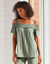 T-shirt épaules dénudées, uni (kaki)