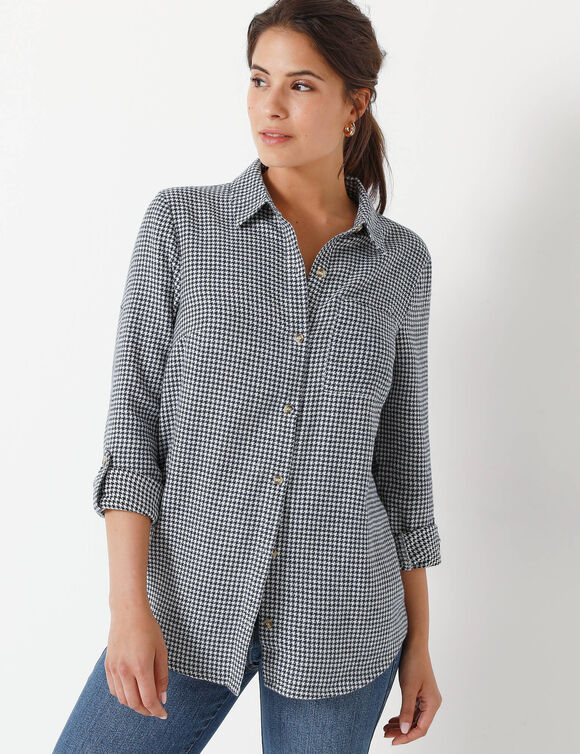 Chemise flanelle pied-de-poule (marine / écru)