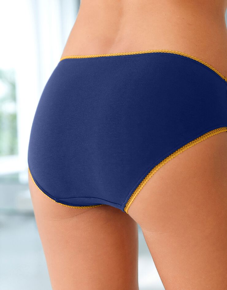 Culotte coton forme midi imprimé motifs « étoiles » assortis – Lot de 4 (marine / safran) Culotte coton forme midi imprimé motifs « étoiles » assortis – Lot de 4 (marine / safran)