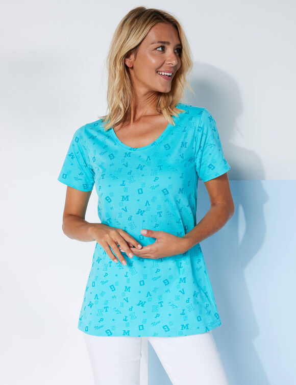 T-shirt imprimé "lettres" (turquoise / lagon)