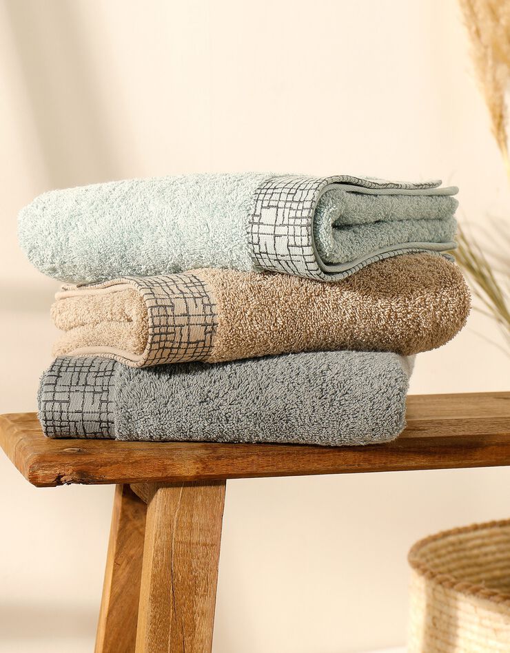 Serviette éponge liteau jacquard quadrillé (gris)