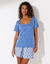 T-shirt col carré galon fantaisie (bleu)