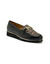 Mocassins compens&eacute;s &agrave; mors en cuir et motif l&eacute;opard (noir / beige)
