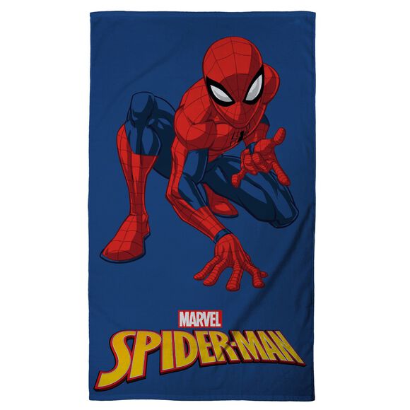 Drap de plage enfant Spider-Man éponge velours coton - 320g/m2 (bleu)