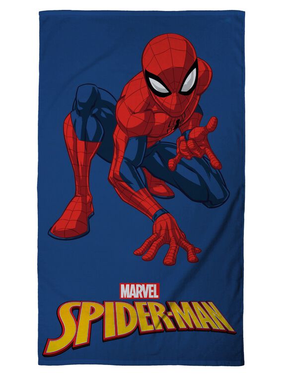 Drap de plage enfant Spider-Man éponge velours coton - 320g/m2 (bleu)