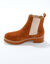Boots chelsea croûte de cuir, semelle crantée épaisse (caramel)