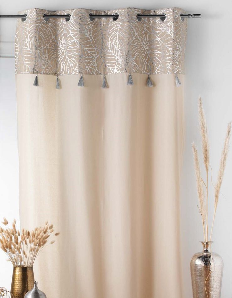 Rideau tamisant haut imprimé métallisé (beige)