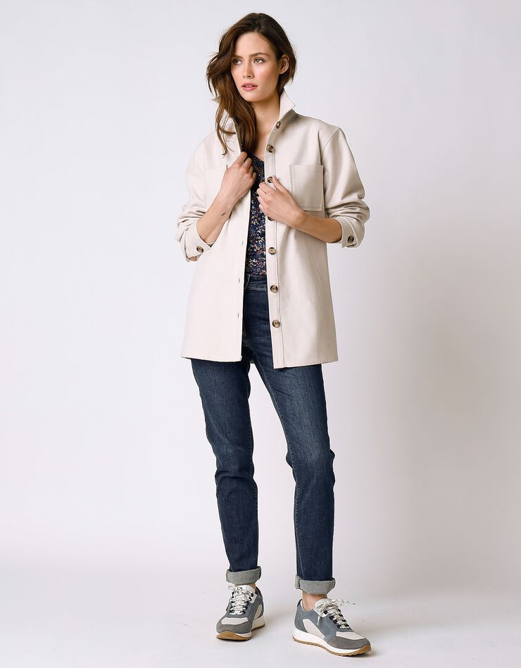 Veste surchemise boutonnée (beige)