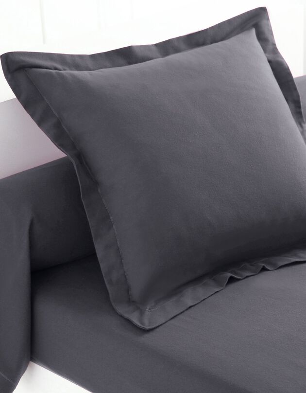 Linge de lit uni flanelle  (anthracite)