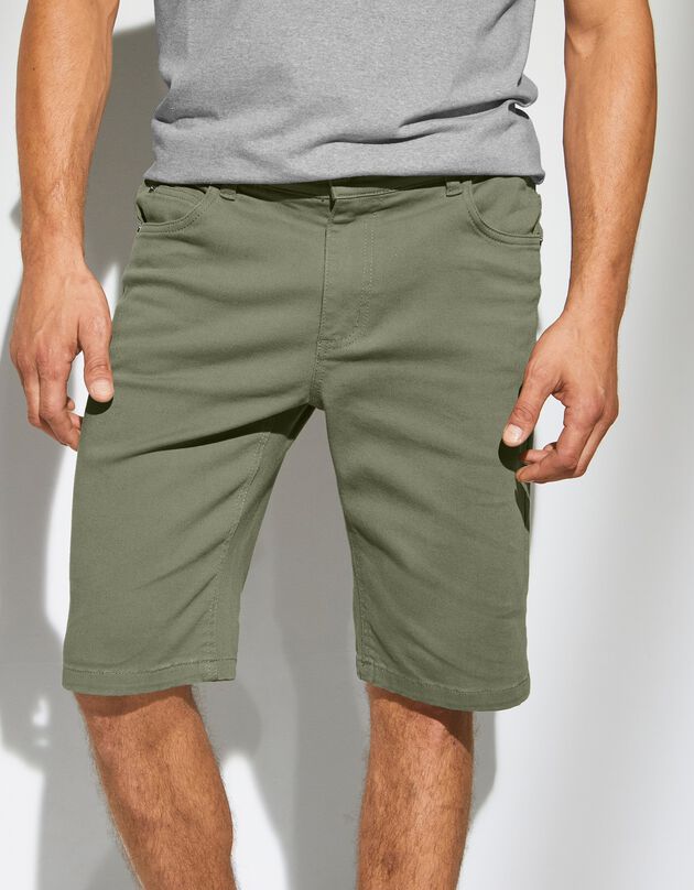 Bermuda 5 poches stretch ceinture élastiquée côtés (kaki)