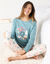 Pyjama "couronne de Noël" + masque assorti (bleu grisé / rose)