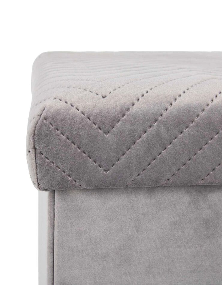 Coffre-pouf pliable – revêtement velours (gris)
