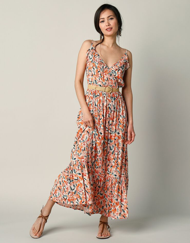 Robe longue imprimée (corail) Robe longue imprimée (corail)