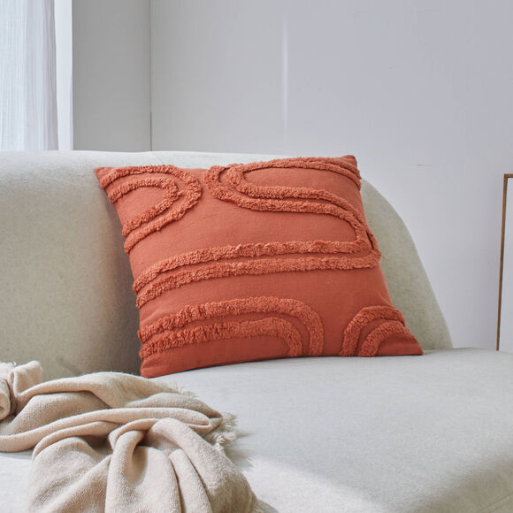 Coussin arches tuftées (terracotta)