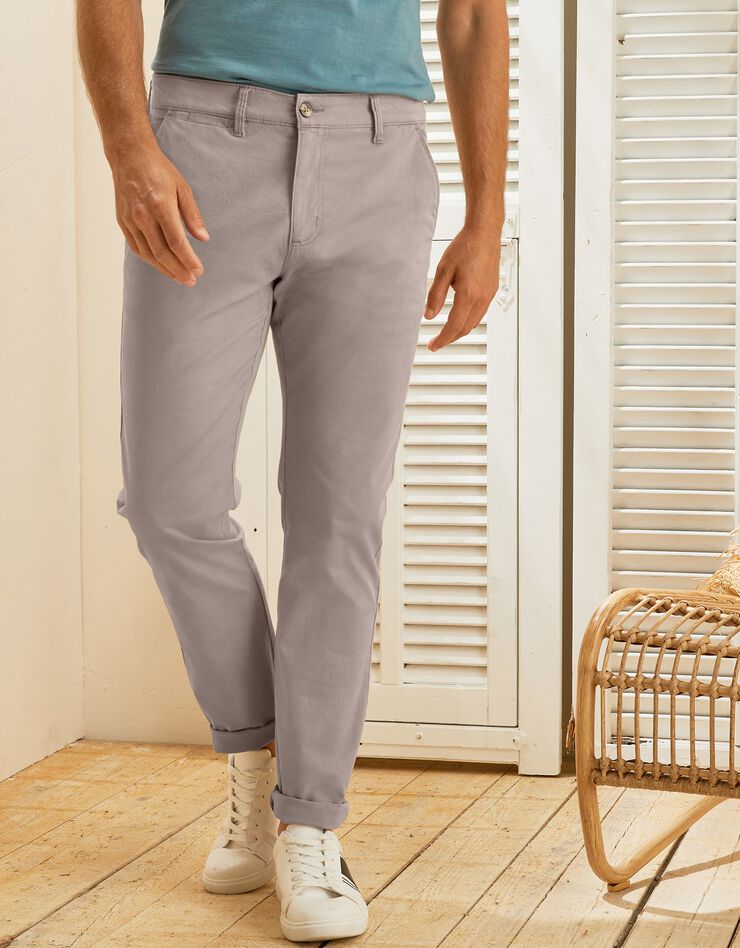 Pantalon chino uni sergé stretch grand confort (beige) Pantalon chino uni sergé stretch grand confort (beige)