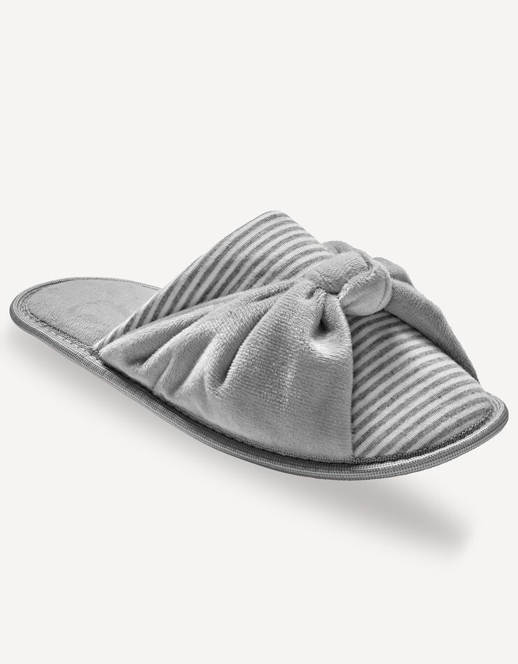 Mules plates coton imprimé rayé (gris) Mules plates coton imprimé rayé (gris)