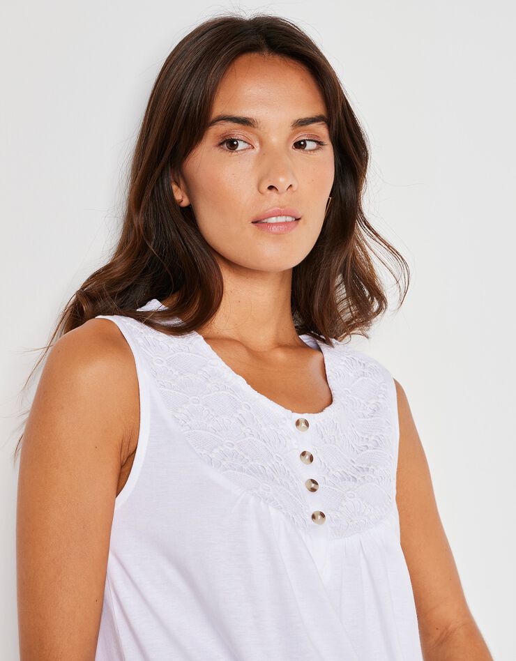 Débardeur à plastron macramé (blanc) Débardeur à plastron macramé (blanc)