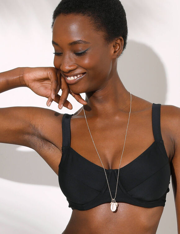 Haut de maillot de bain forme minimiseur uni Solaro - avec armatures flexibles (noir)