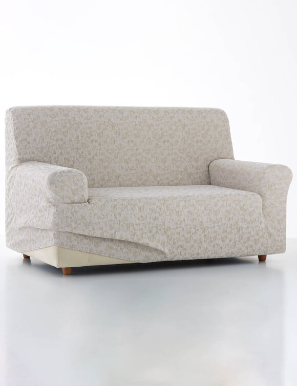 Housse de canap&eacute; extensible, motif tachet&eacute; graphique (beige)