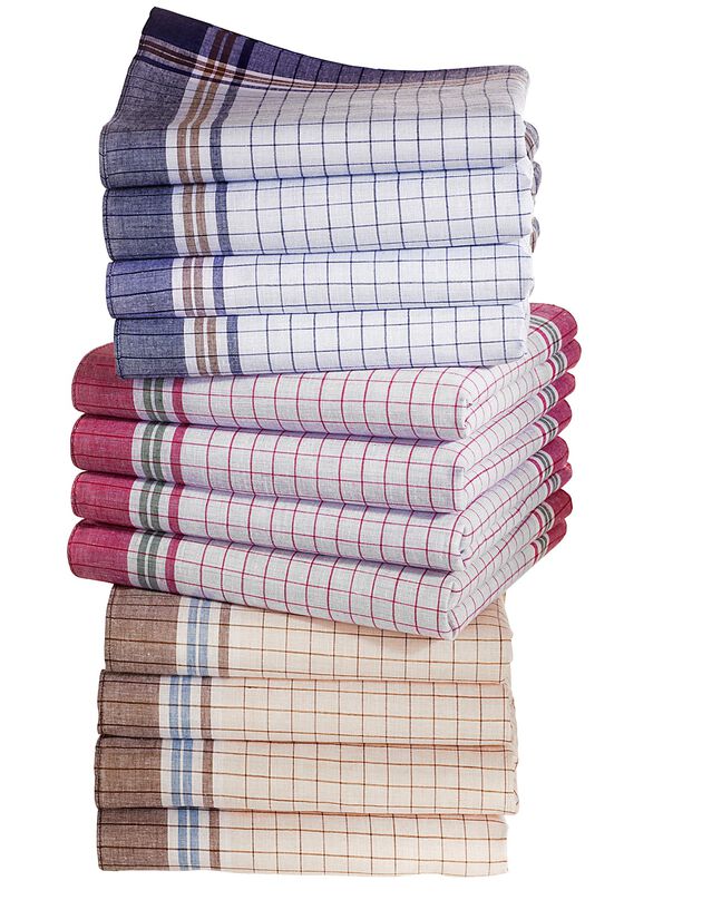 Mouchoirs petits carreaux homme - pur coton (bleu + bordeaux + marron)