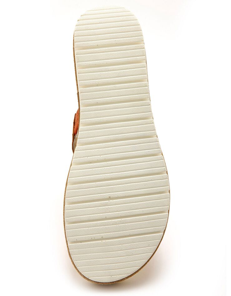 Sandales cuir ajouré pailleté largeur confort - marron (orange)