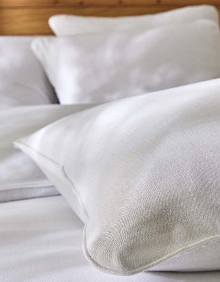 Linge de lit uni en jersey passepoilé coton (blanc)