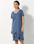 Chemise de nuit courte imprimé chat - lot de 2 (céladon / bleu)