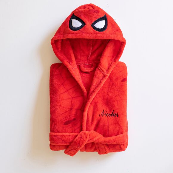 Robe de chambre enfant capuche Spider-Man® personnalisable - polaire (rouge)
