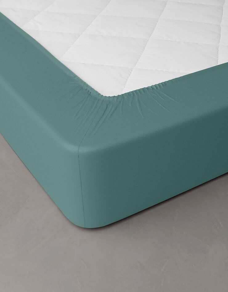 Drap-housse uni percale bonnets 40 cm (eucalyptus)