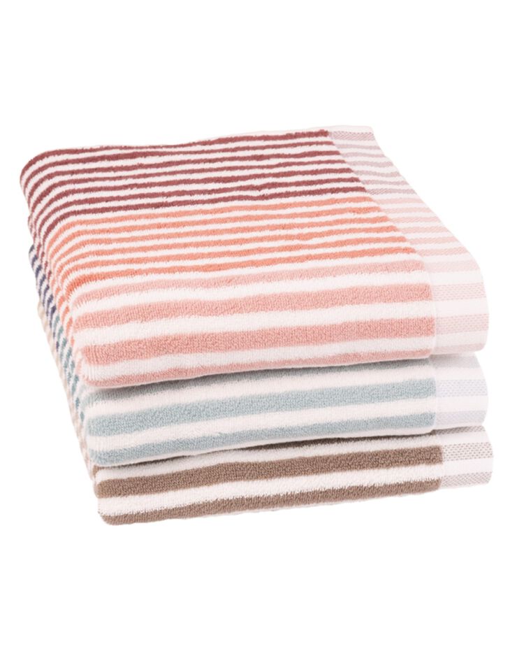 Serviette éponge coton rayure camaïeu - 500g/m² (sable)