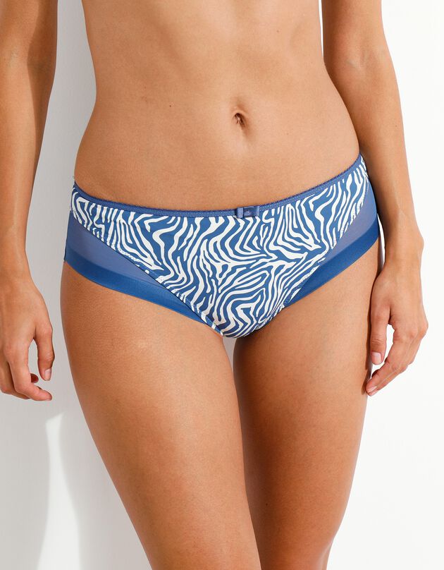Slip microfibre et tulle imprimé zèbre Generous  (bleu)