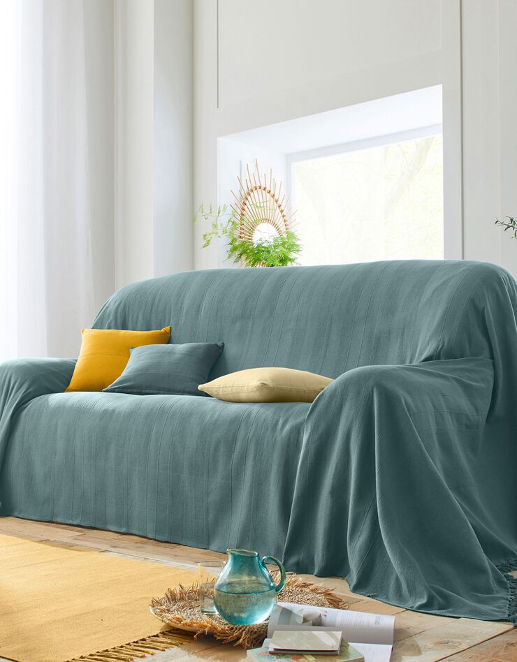 Housse coussin unie coton tissage artisanal - lot de 2 (curry) Housse coussin unie coton tissage artisanal - lot de 2 (curry)