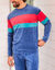 Pyjama tricolore velours manches longues (marine)