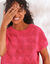 Pull maille crochet, uni (rose)