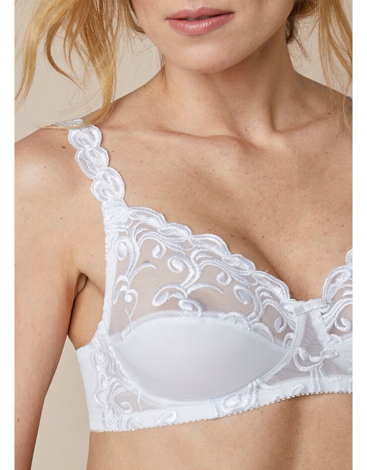 Soutien-gorge brodé microfibre sans armatures Sienne - lot de 2 (émeraude + blanc)