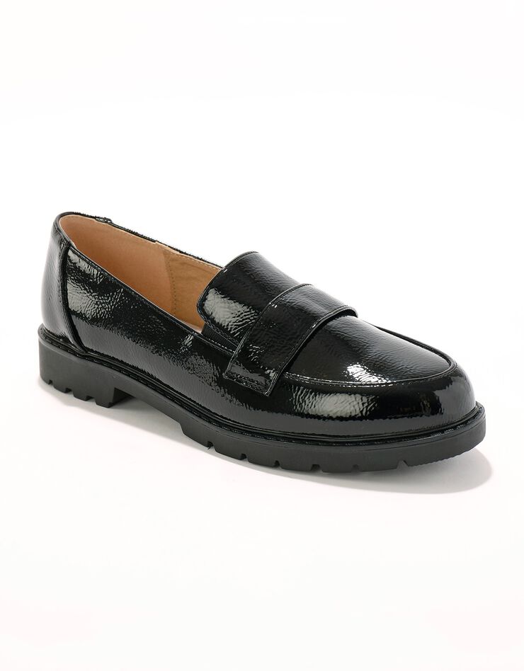 Mocassins vernis à semelle crantée (noir) Mocassins vernis à semelle crantée (noir)