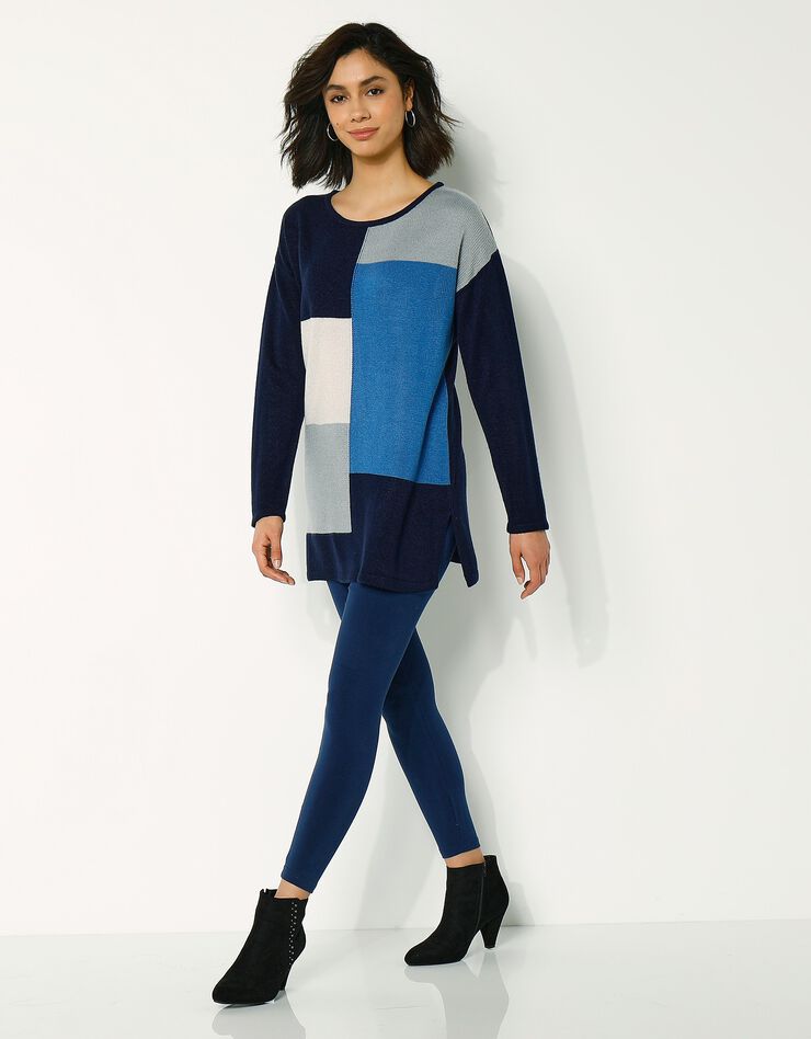 Pull long motifs patch effet graphique. (marine / bleu) Pull long motifs patch effet graphique. (marine / bleu)