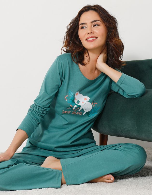 Pyjama manches longues motif "koala" (kaki)