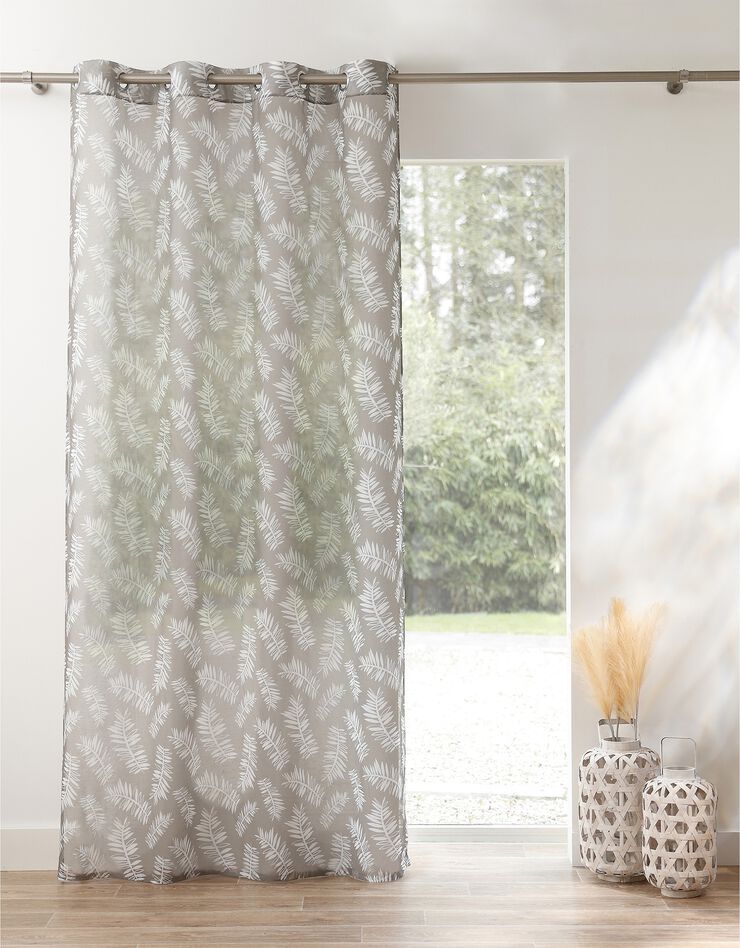 Panneau voile finition oeillets imprimé "fougères" (kaki)