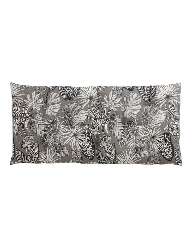 Long coussin déco coton imprimé tropical (gris) Long coussin déco coton imprimé tropical (gris)