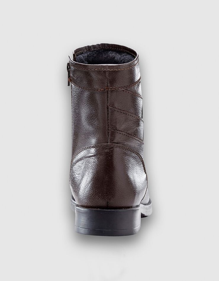 Botillons zippés cuir fourrés laine - jusqu'au 46 (marron) Botillons zippés cuir fourrés laine - jusqu'au 46 (marron)