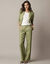Pantalon large fluide, lin mélangé (vert)