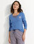 T-shirt pyjama manches longues motif floral imprimé  (bleu jean)