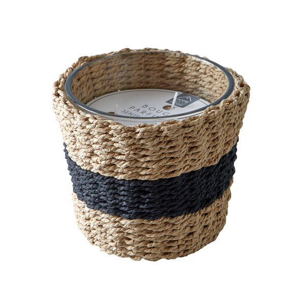 Bougie parfum&eacute;e et panier tress&eacute; (naturel/noir)
