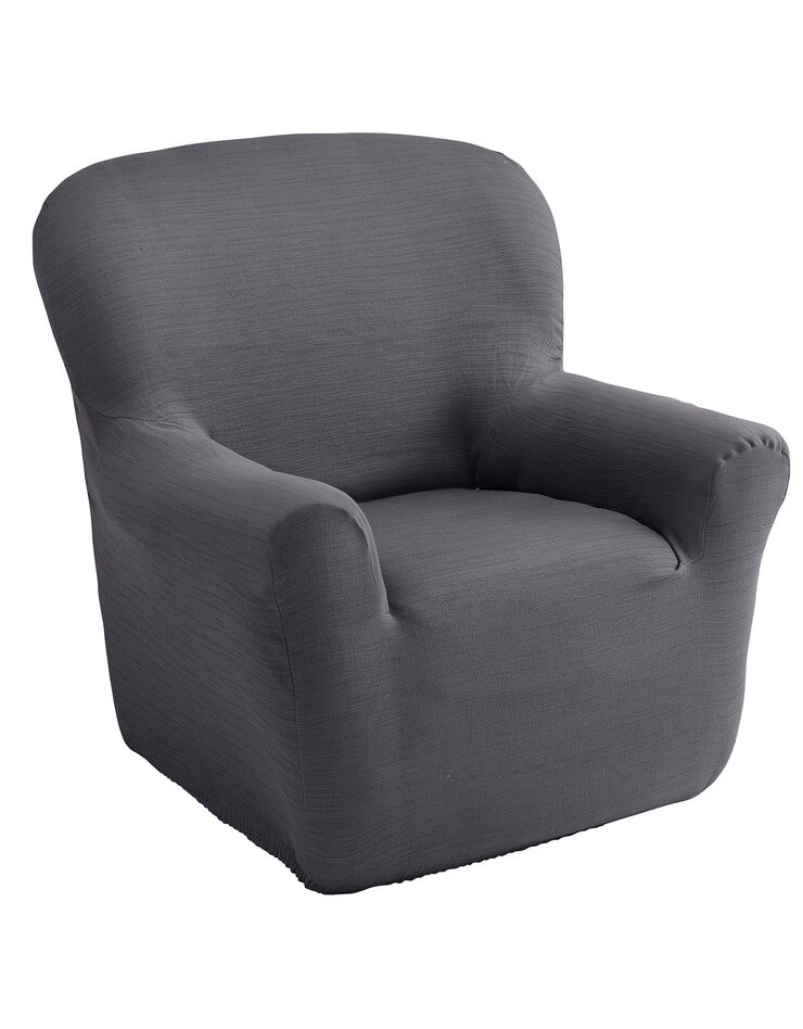 Housse extensible unie canapé fauteuil accoudoirs (gris)