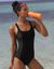 Maillot de bain 1 pièce uni Lohena, spécial maintien (noir / orange)