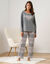 Pyjama pantalon imprimé coeur, maille polaire (gris / rose)
