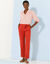 Blouse à carreaux, manches coudes smockées, voile de coton (corail)